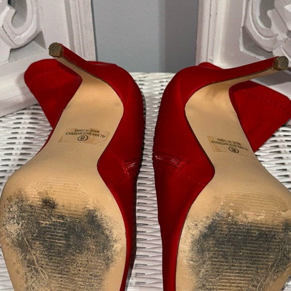 Red Nylon Peep toe booties - Picture 5 of 11